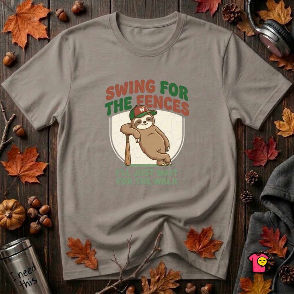 Swing for the Fences sarcastic baseball graphic t-shirt in Deep Heather by Snarky Sarks