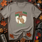 Swing for the Fences sarcastic baseball graphic t-shirt in Deep Heather by Snarky Sarks