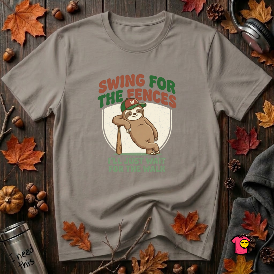Swing for the Fences sarcastic baseball graphic t-shirt in Deep Heather by Snarky Sarks