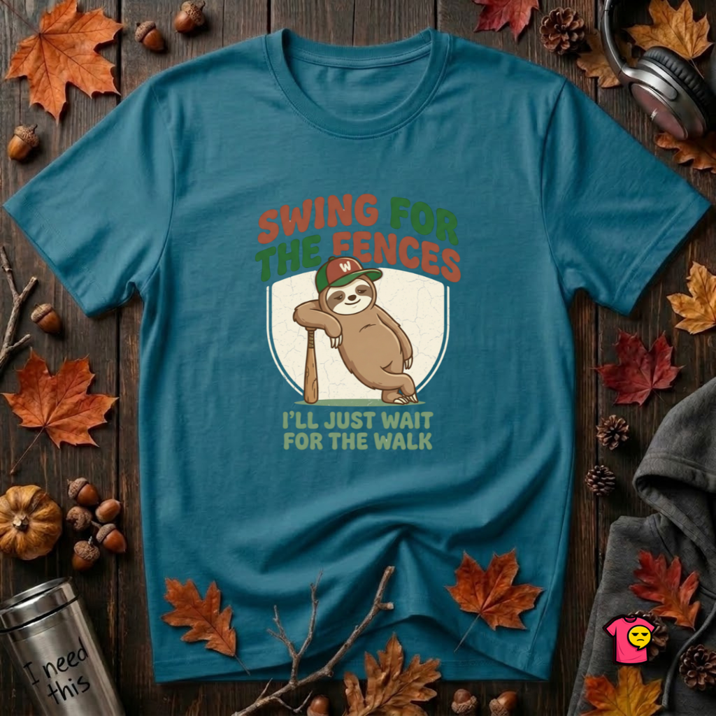 Swing for the Fences sarcastic baseball graphic t-shirt in Deep Teal by Snarky Sarks