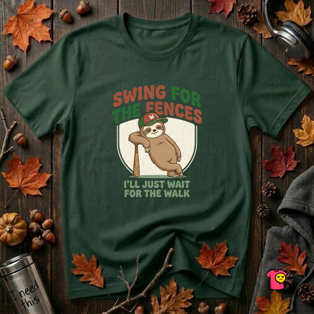Swing for the Fences sarcastic baseball graphic t-shirt in Forest by Snarky Sarks