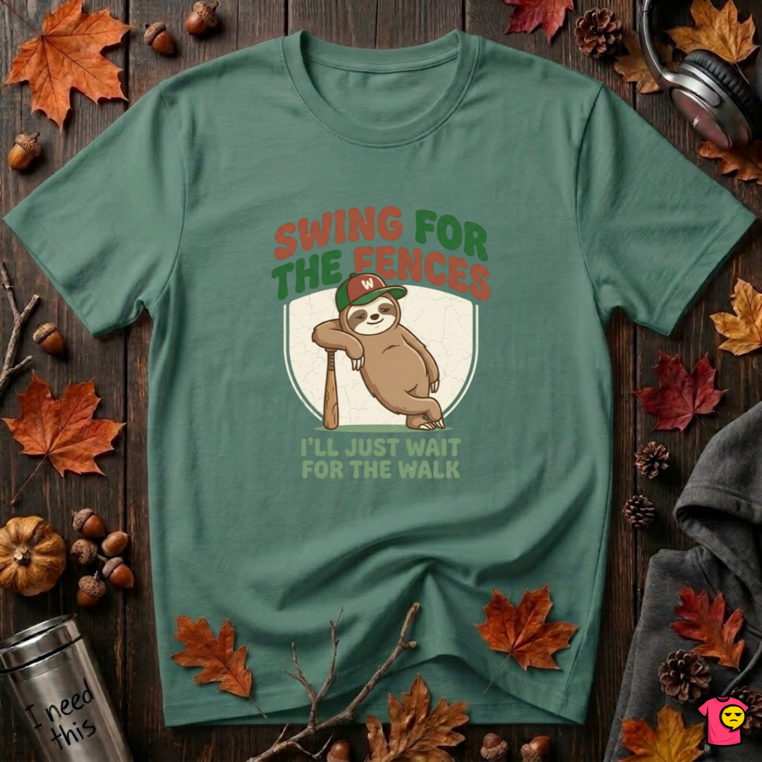 Swing for the Fences sarcastic baseball graphic t-shirt in Grass Green by Snarky Sarks