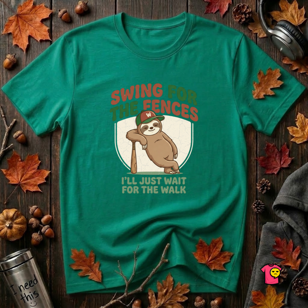 Swing for the Fences sarcastic baseball graphic t-shirt in Heather Kelly by Snarky Sarks