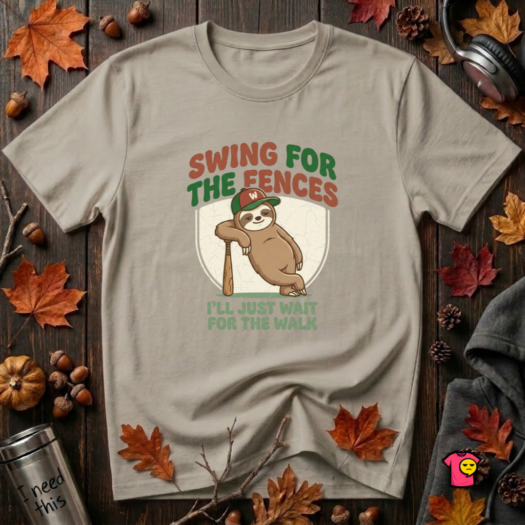 Swing for the Fences sarcastic baseball graphic t-shirt in Heather Stone by Snarky Sarks
