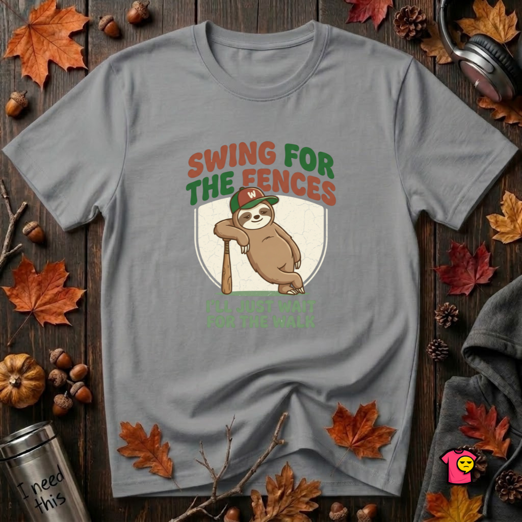 Swing for the Fences sarcastic baseball graphic t-shirt in Heather Storm by Snarky Sarks
