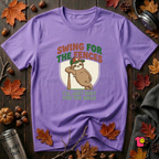 Swing for the Fences sarcastic baseball graphic t-shirt in Heather Team Purple by Snarky Sarks