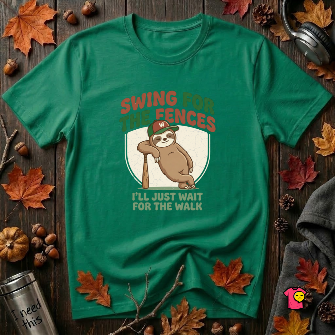 Swing for the Fences sarcastic baseball graphic t-shirt in Kelly by Snarky Sarks