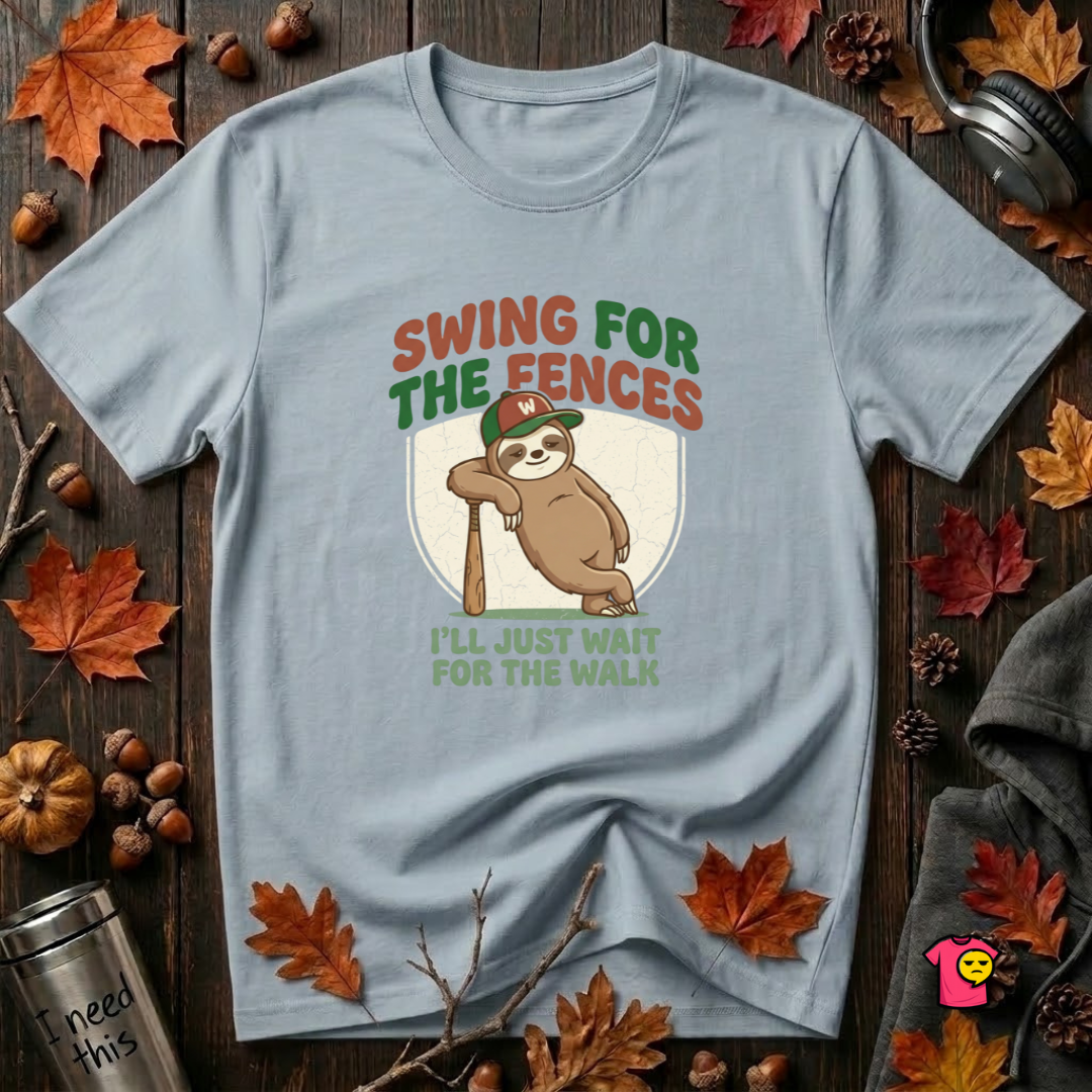 Swing for the Fences sarcastic baseball graphic t-shirt in Light Blue by Snarky Sarks
