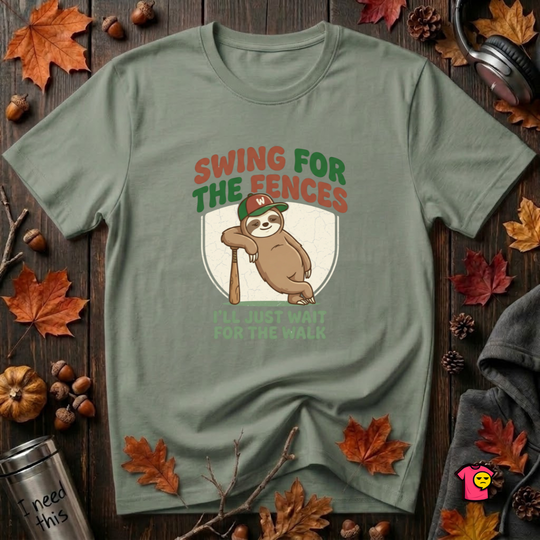 Swing for the Fences sarcastic baseball graphic t-shirt in Military Green by Snarky Sarks