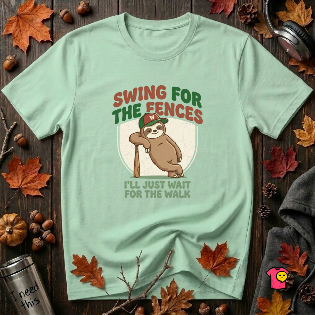Swing for the Fences sarcastic baseball graphic t-shirt in Mint by Snarky Sarks