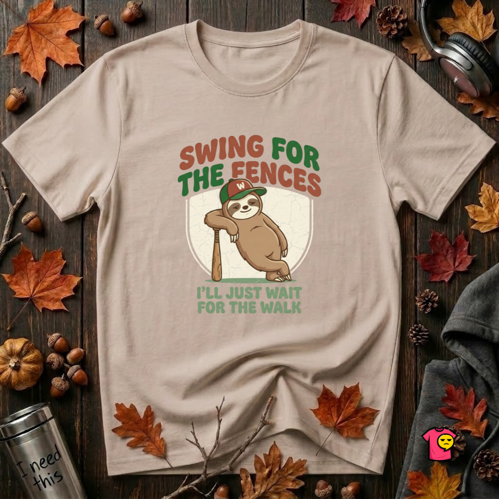 Swing for the Fences sarcastic baseball graphic t-shirt in Natural by Snarky Sarks
