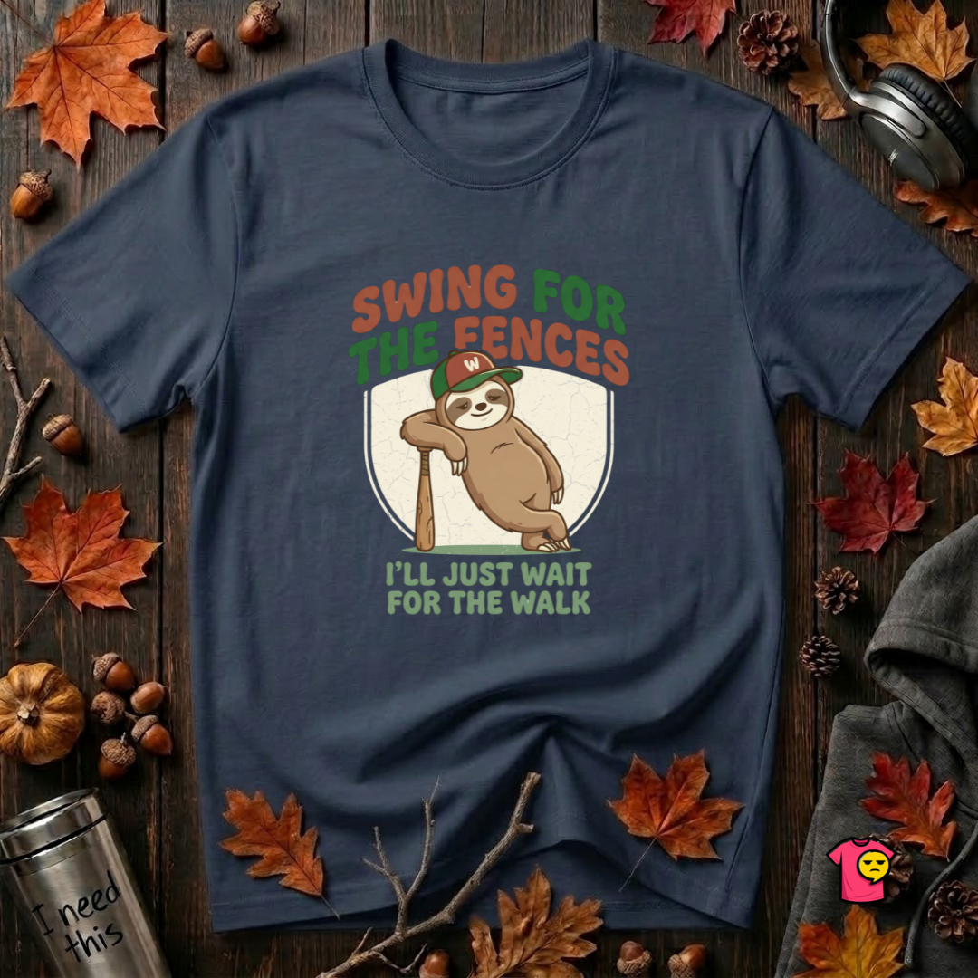 Swing for the Fences sarcastic baseball graphic t-shirt in Navy by Snarky Sarks