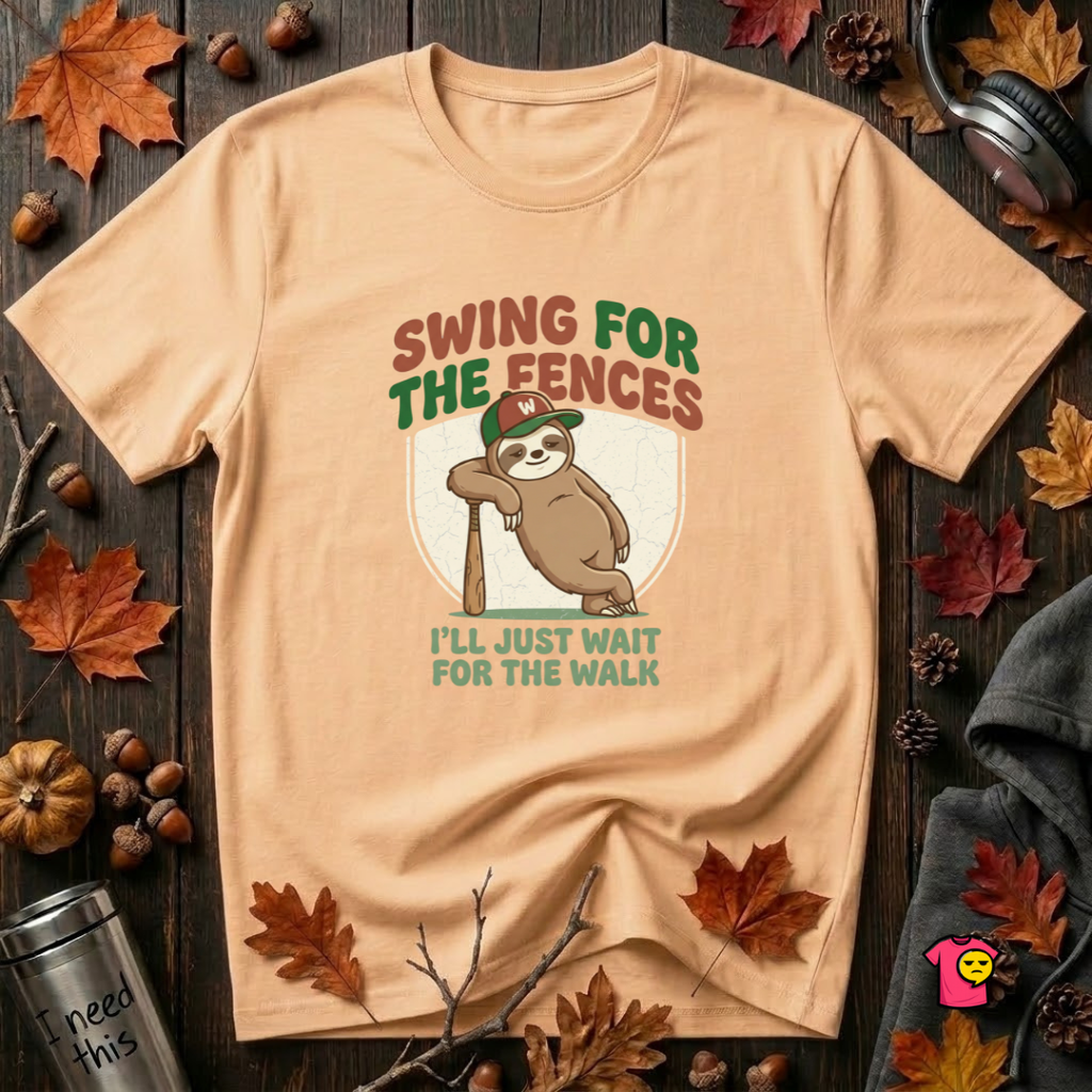 Swing for the Fences sarcastic baseball graphic t-shirt in Peach by Snarky Sarks