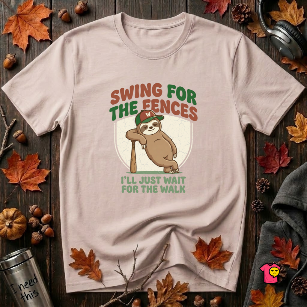 Swing for the Fences sarcastic baseball graphic t-shirt in Soft Pink by Snarky Sarks