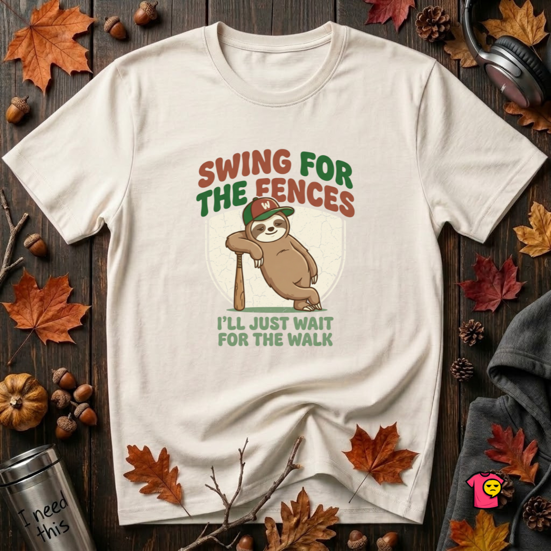 Swing for the Fences sarcastic baseball graphic t-shirt in White by Snarky Sarks