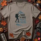 Take a Hike...People Suck sarcastic hiking graphic t-shirt in Asphalt by Snarky Sarks