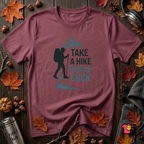 Take a Hike...People Suck sarcastic hiking graphic t-shirt in Maroon by Snarky Sarks
