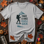 Take a Hike...People Suck sarcastic hiking graphic t-shirt in Solid Athletic Gray by Snarky Sarks