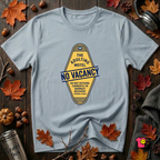 The Adulting Motel...No Vacancy sarcastic graphic t-shirt in Light Blue by Snarky Sarks