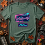 The Audacity...Now Open sarcastic graphic t-shirt in Heather Forest by Snarky Sarks