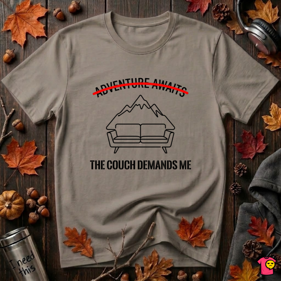 The Couch Needs Me sarcastic graphic t-shirt in Asphalt by Snarky Sarks