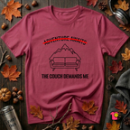 The Couch Needs Me sarcastic graphic t-shirt in Cardinal by Snarky Sarks
