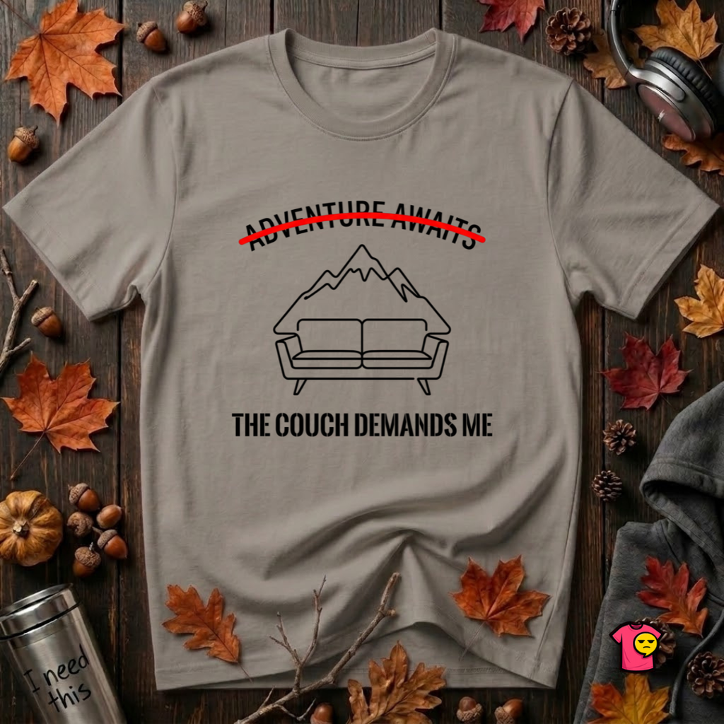 The Couch Needs Me sarcastic graphic t-shirt in Deep Heather by Snarky Sarks