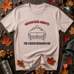 The Couch Needs Me sarcastic graphic t-shirt in Soft Pink by Snarky Sarks