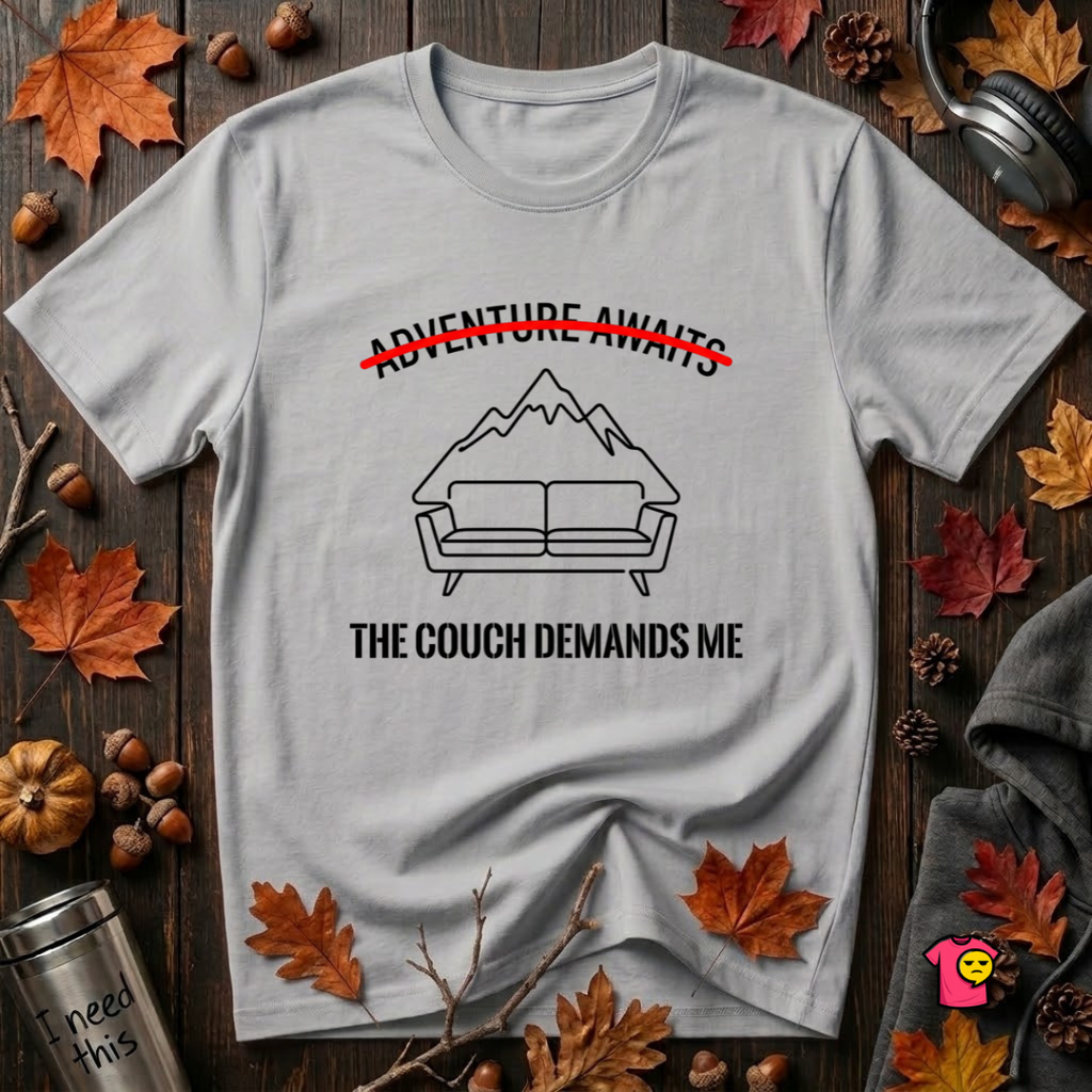 The Couch Needs Me sarcastic graphic t-shirt in Solid Athletic Gray by Snarky Sarks