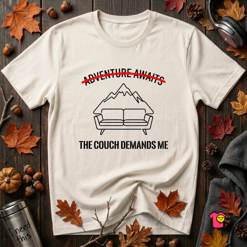 The Couch Needs Me sarcastic graphic t-shirt in White by Snarky Sarks