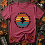 The Puzzle isn't Finished sarcastic puzzle graphic t-shirt in Cardinal by Snarky Sarks