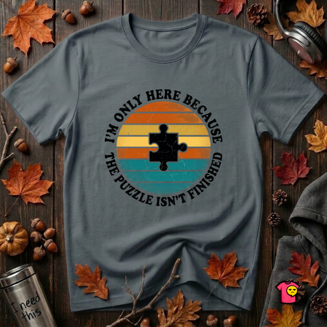 The Puzzle isn't Finished sarcastic puzzle graphic t-shirt in Dark Gray by Snarky Sarks
