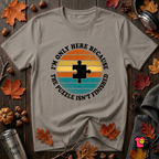 The Puzzle isn't Finished sarcastic puzzle graphic t-shirt in Deep Heather by Snarky Sarks