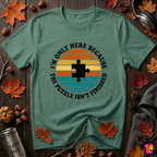 The Puzzle isn't Finished sarcastic puzzle graphic t-shirt in Grass Green by Snarky Sarks
