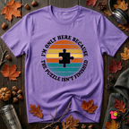 The Puzzle isn't Finished sarcastic graphic t-shirt in Heather Team Purple by Snarky Sarks