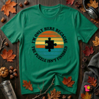 The Puzzle isn't Finished sarcastic puzzle graphic t-shirt in Kelly by Snarky Sarks