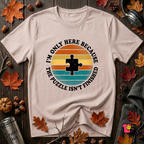 The Puzzle isn't Finished sarcastic puzzle graphic t-shirt in Soft Pink by Snarky Sarks