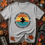 The Puzzle isn't Finished sarcastic puzzle graphic t-shirt in Solid Athletic Gray by Snarky Sarks