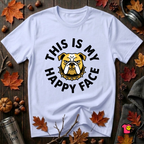 This is my Happy Face sarcastic graphic t-shirt in Ash by Snarky Sarks