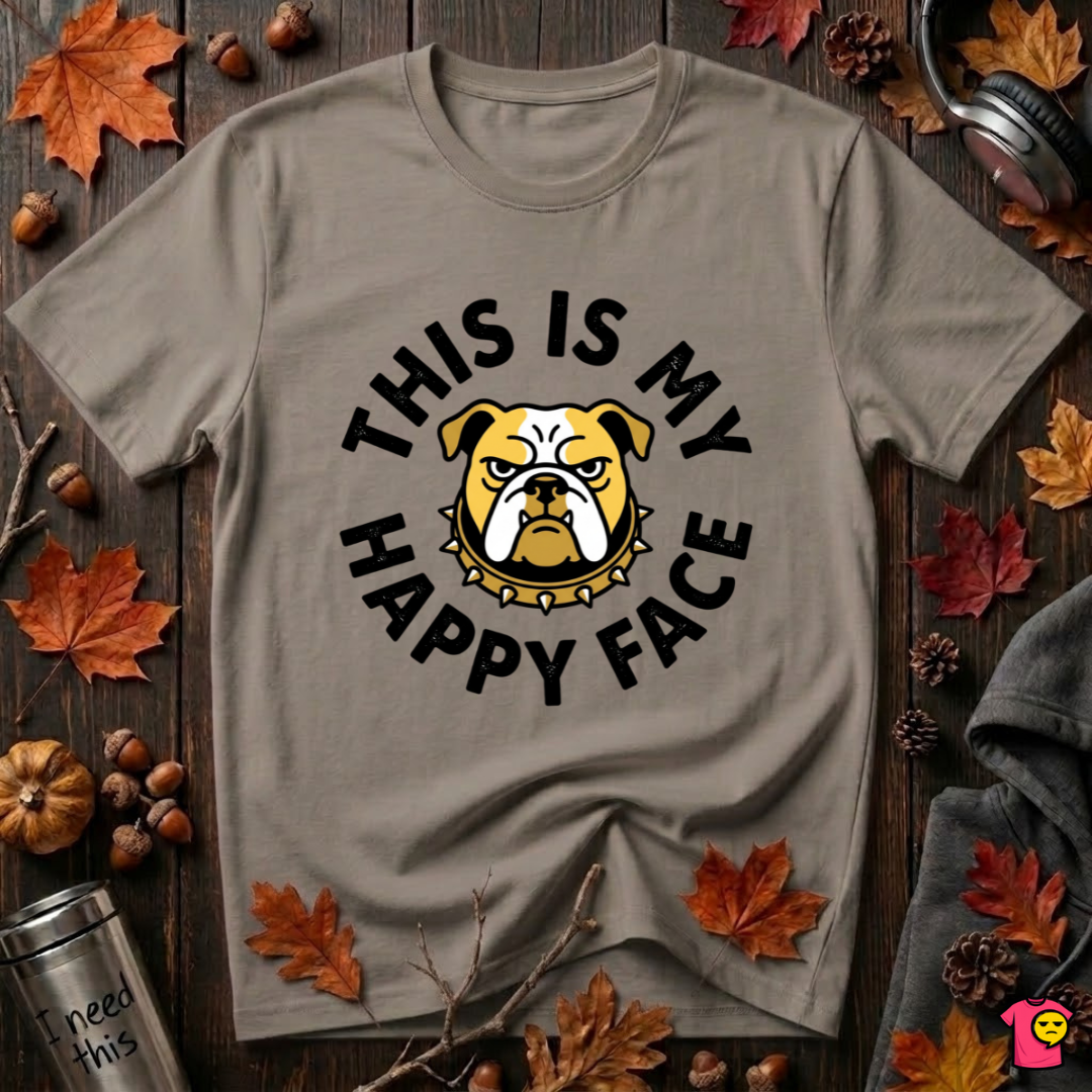 This is my Happy Face sarcastic graphic t-shirt in Asphalt by Snarky Sarks