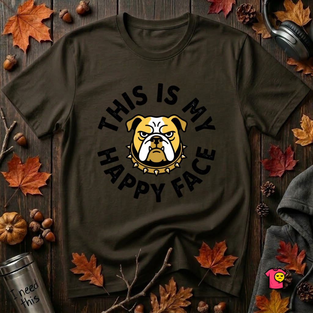 This is my Happy Face sarcastic graphic t-shirt in Black by Snarky Sarks
