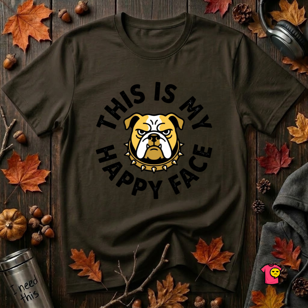 This is my Happy Face sarcastic graphic t-shirt in Black by Snarky Sarks