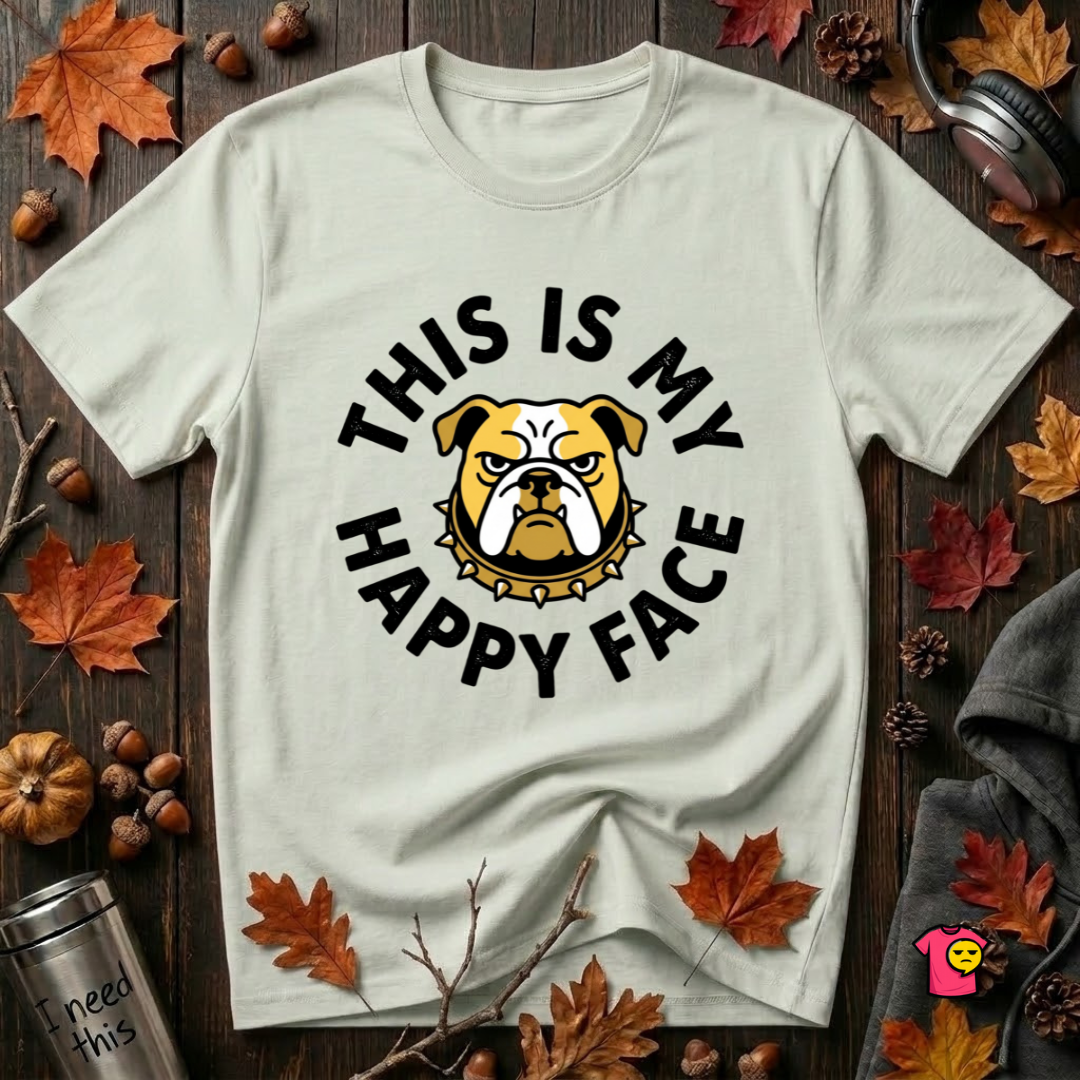 This is my Happy Face sarcastic graphic t-shirt in Citron by Snarky Sarks