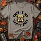 This is my Happy Face sarcastic graphic t-shirt in Deep Heather by Snarky Sarks