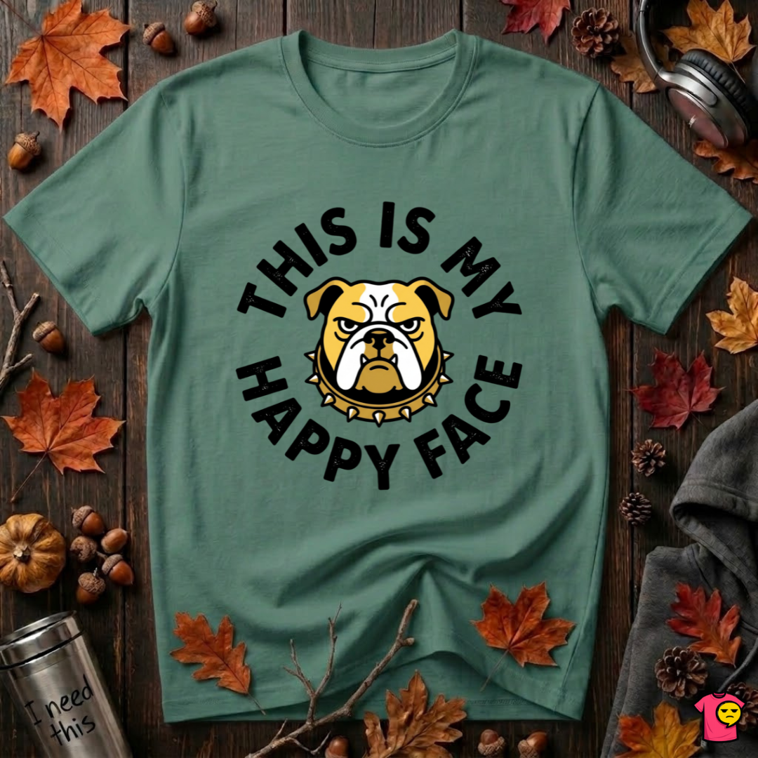 This is my Happy Face sarcastic graphic t-shirt in Grass Green by Snarky Sarks