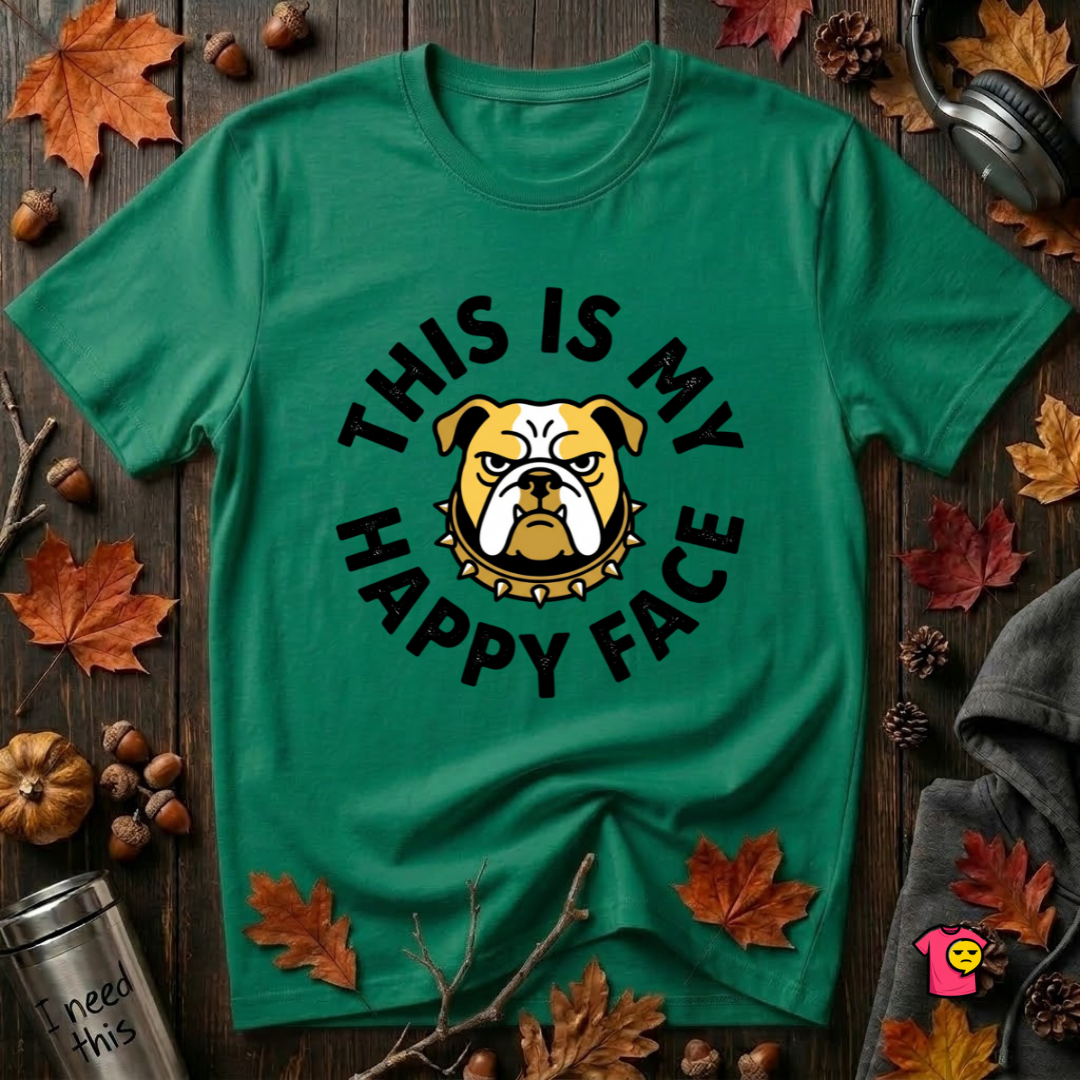 This is my Happy Face sarcastic graphic t-shirt in Kelly by Snarky Sarks