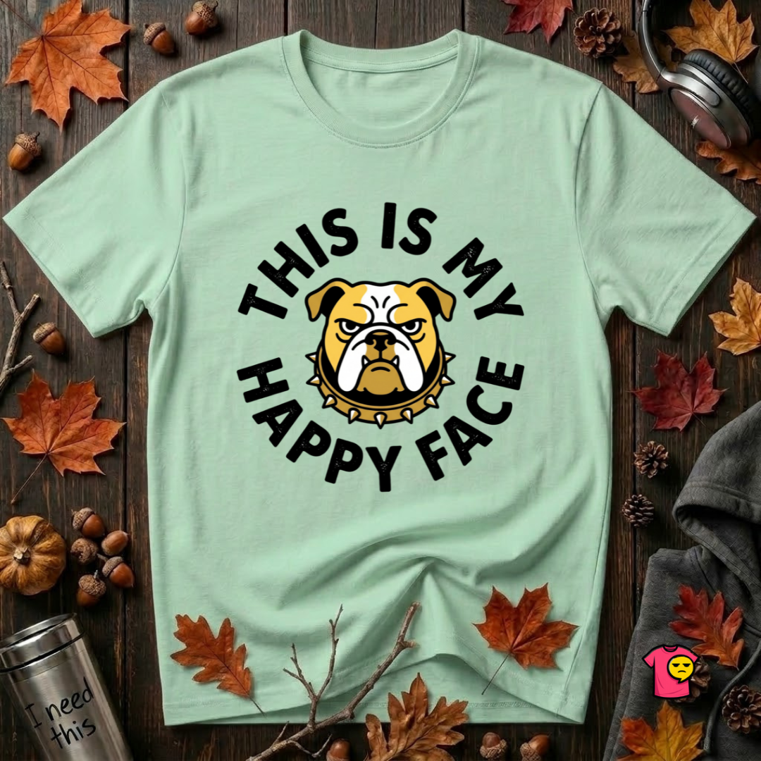 This is my Happy Face sarcastic graphic t-shirt in Mint by Snarky Sarks