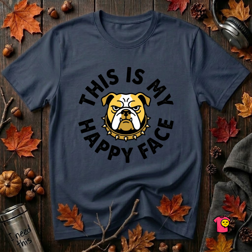 This is my Happy Face sarcastic graphic t-shirt in Navy by Snarky Sarks
