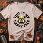 This is my Happy Face sarcastic graphic t-shirt in Soft Pink by Snarky Sarks