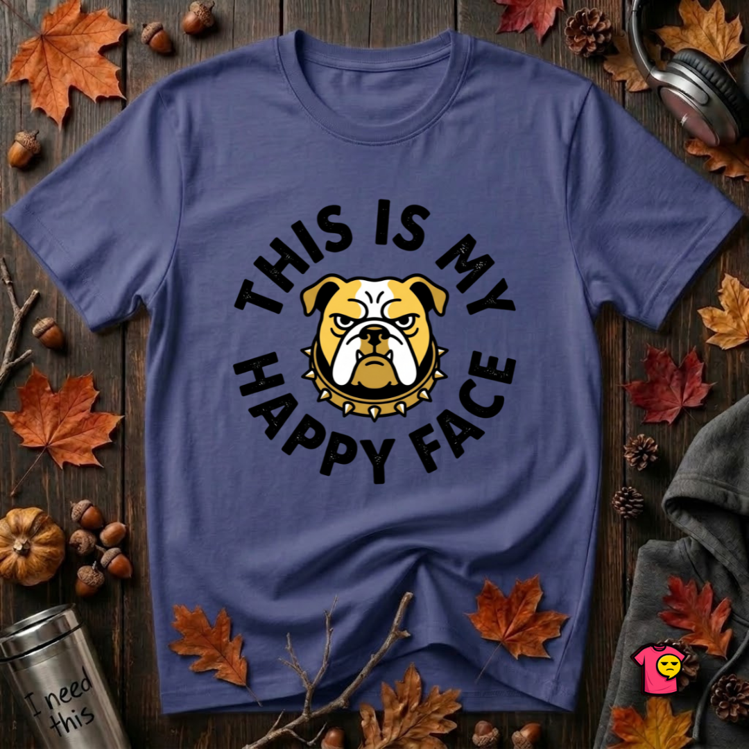 This is my Happy Face sarcastic graphic t-shirt in Team Navy by Snarky Sarks